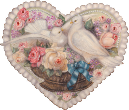 Heart With Flowers & Doves - A Valentine's Decoration & Display from Cottages and Gardens